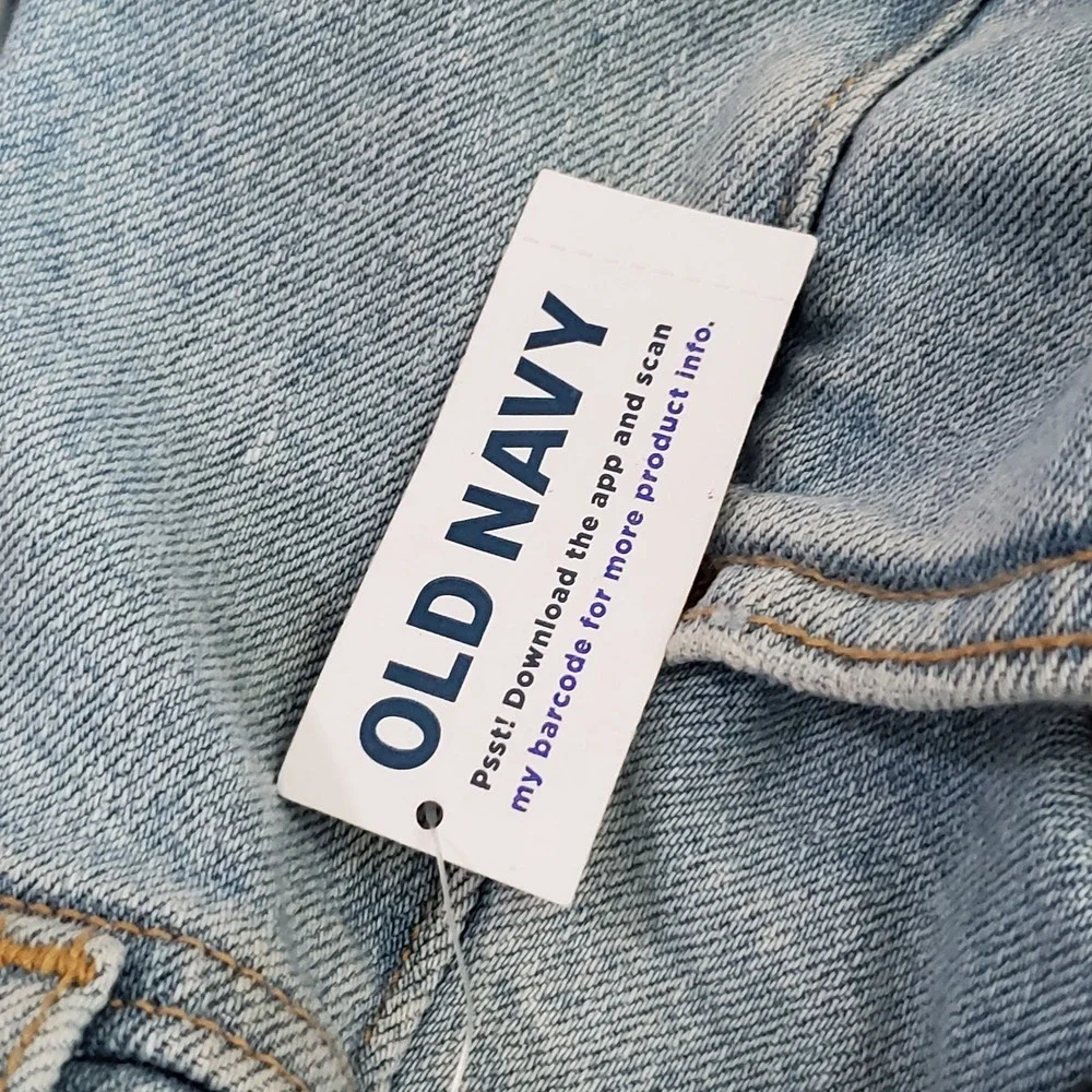 Old Navy Women Shorts 24 Light Blue Denim High-Rise OG Straight Distressed NWT